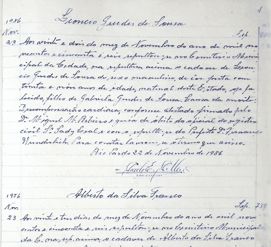 LROS - Livro de Óbitos - Livro n° 23 - 1956 à 1960